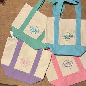 Trader Joe’s pastel spring color Tote Bag Set of 4